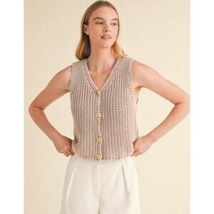 246. Gold Button Knit Cotton Vest